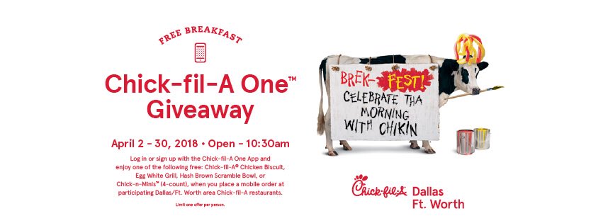 cfacityline's tweet image. Rise and Shine for a FREE Breakfast starting today using your CFA One App!  Details below!  #CFACityLine #Breakfast #OneApp
