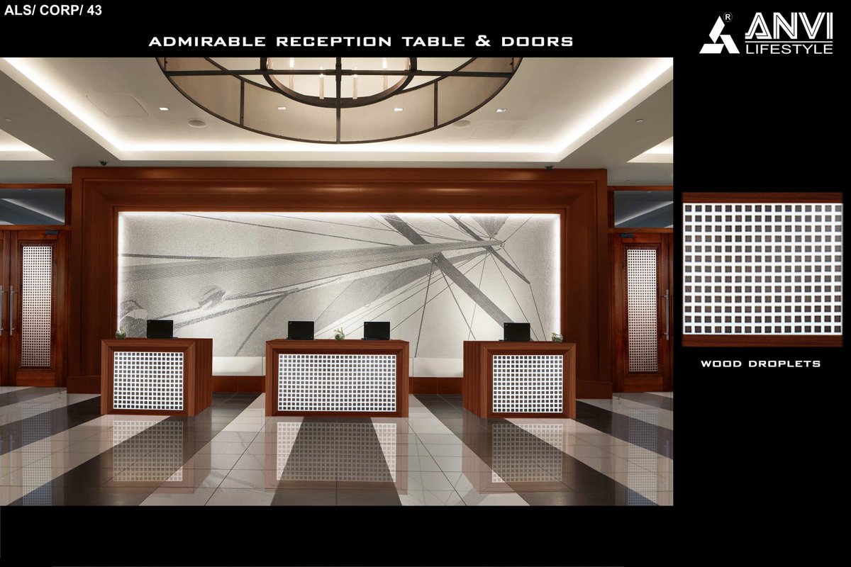 anvilifestyle's tweet photo. ADMIRABLE RECEPTION TABLE &amp; DOORS 
#Luxury #luxuryfurniture #luxurylifestyle #architect #manufacturer #interiors #highendinterior #classicinterior #highlyinnovative #corporate #wooddroplets #Admirable #admirablereceptiontableanddoors #anviluxurysurfaces #anvilifestyle https://t.co/OSv57g5oyf