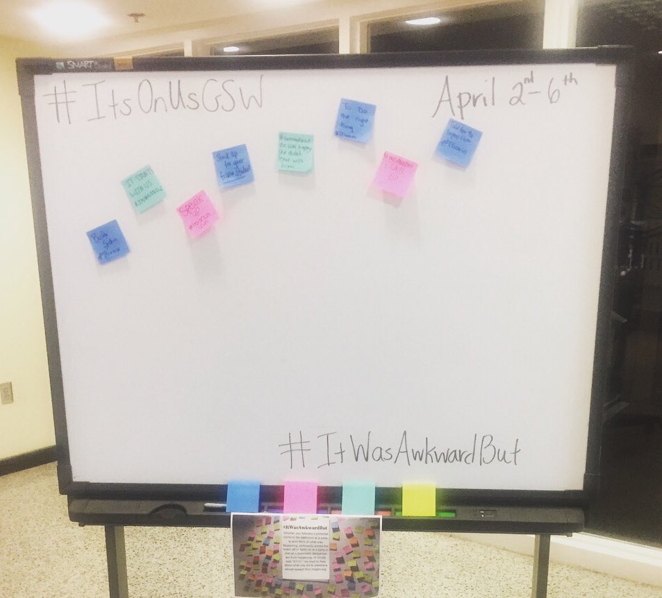 GSWCanes's tweet photo. #ItsOnUs campaign kicks off this week. Please stop by the outside of Athletic Department &amp; participate in our vision board! There are also some other great events presented by SGA to help in our efforts to bring awareness! #ItsOnUs to do the right thing! #ItsOnUsGSW https://t.co/8mjvHZgEZ6