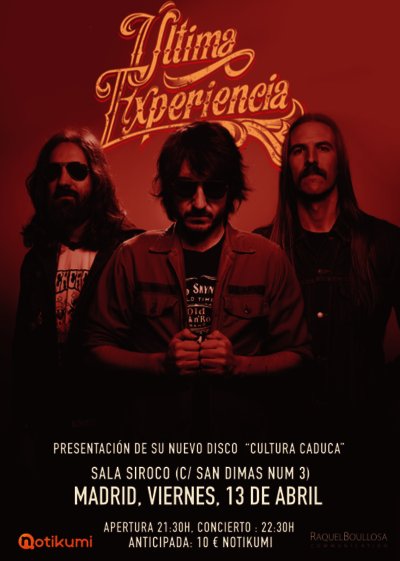 Si el próximo 13 de abril estás por #Madrid no te puedes perder la actuación de <a href="/UltimaExp/">Última Experiencia</a> en la <a href="/SirocoSala/">Sala Siroco</a>.

Puedes hacerte con tu anticipada entrando en notikumi.com/2018/3/3/conci…