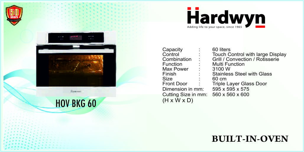 Buy HARDWYN Kitchen Built-in Ovens in India at Best Prices
Model- HOV BKG 60
* 60 liters * Grill / Convection / Rotisserie 
* Stainless Steel with Glass

More Information Visit Our Site- bit.ly/2J8HQrQ

#kitchenappliances #BuiltinOvens