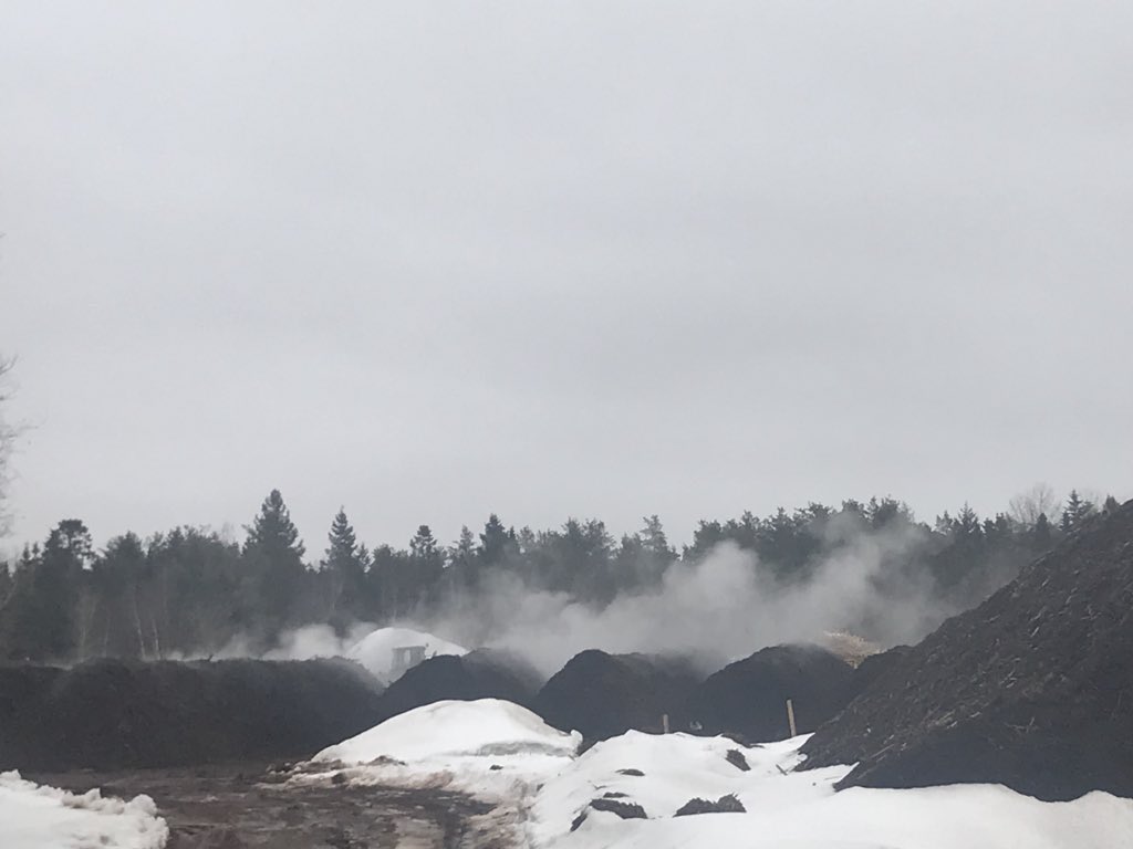 alain_rousselle's tweet image. #composte entrain de composté. La boucane est la chaleur du compost / #Compost doing its thing. The steam is from the composting process  #Cardwellfarm #Organic #Biologique #NB #turningwasteintogold