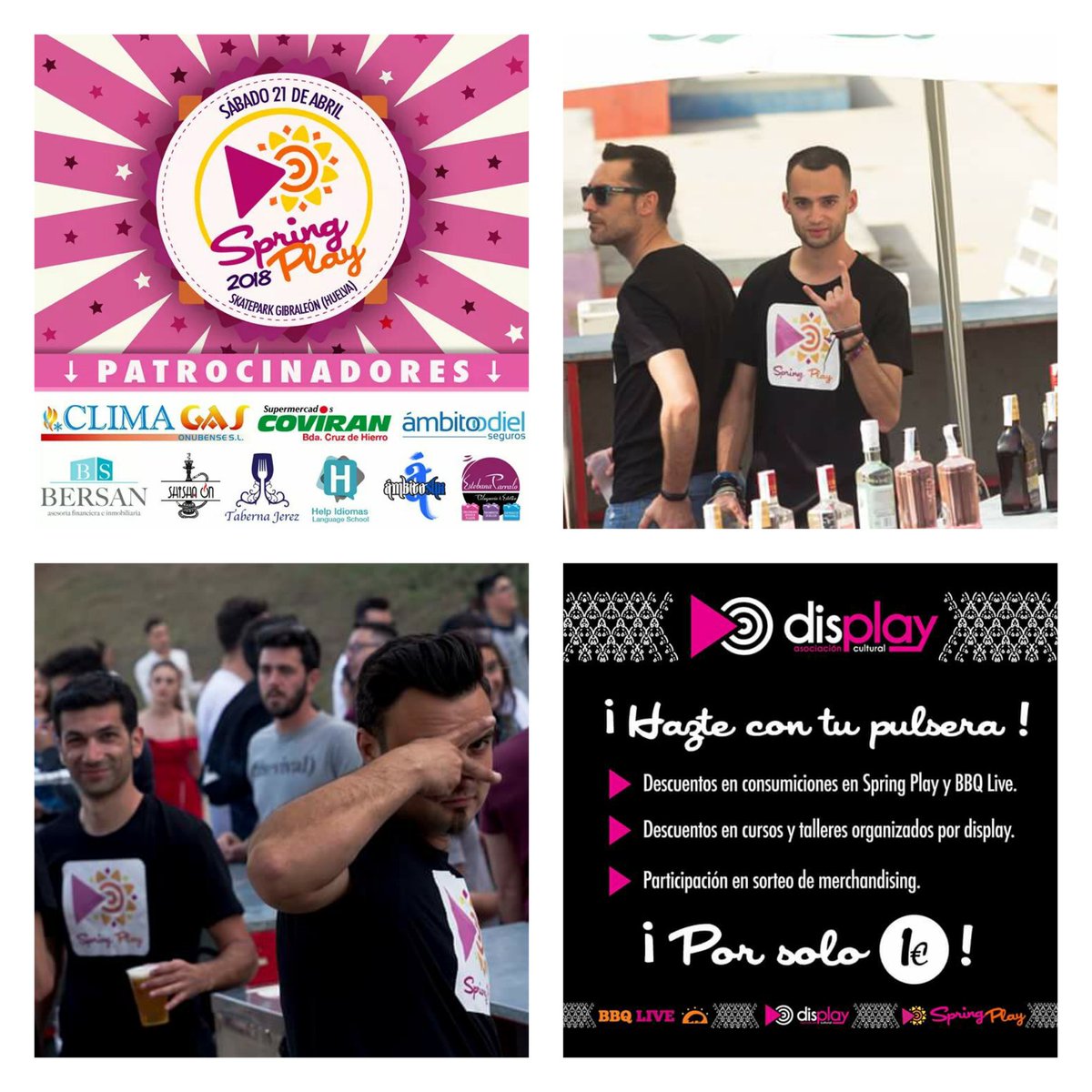 DisplayHLV's tweet photo. ¿POR QUÉ SPRING PLAY ES GRATUITO? 

➡ Aportación económica de patrocinadores.
➡ Venta de pulseras, merchandising, sorteos..
➡ Apoyo logístico del Ayuntamiento Gibraleón
➡ Trabajo de 25 voluntarios y colaboradores.
⚠ VENTA DE BEBIDAS Y BOTELLONES EN BARRA. https://t.co/5G19bSTyHd