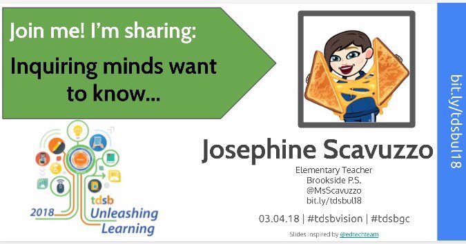 Looking forward to sharing my experience with inquiry learning, alongside @neda_allahyar.  Join us in Room 202B at 1:25 p.m. tomorrow. @LC3_TDSB #tdsbgc #tdsbvision