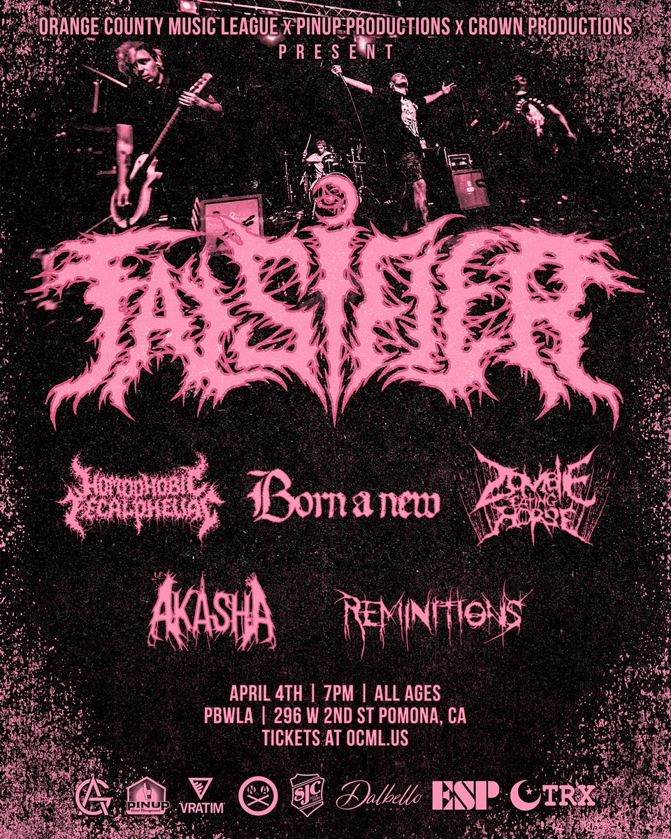 PinUpPresents's tweet photo. 4.4 @PBWLA (Pomona)
#Falseifier
#HomophobicFecalphellac @bornanewnj #ZombieEatingHorse #Akasha @ReminitionsCA
$10 ADV |$12 DOS | All Ages | 7pm
GET TICKETS NOW https://t.co/5S8pAIfYnp https://t.co/Zxmk2JZ9Ks