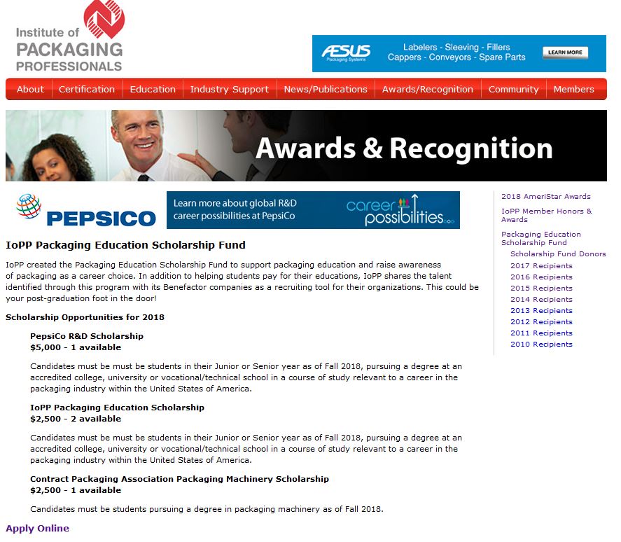 Students: One week left to apply for the Packaging Education Scholarship Fund! Earn up to $5,000 in #scholarship money and establish yourself with IoPP benefactor companies before you graduate. ow.ly/YjET30jgX8u