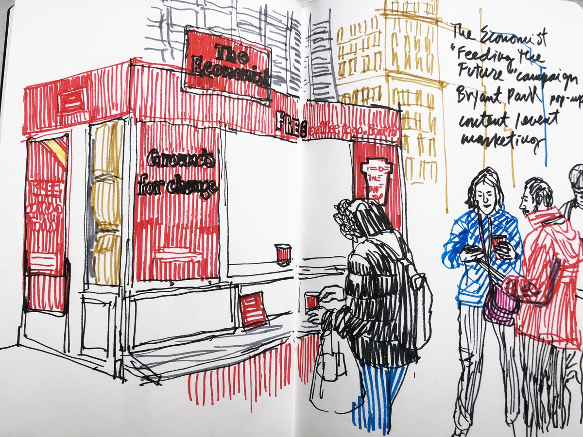infiniagroup's tweet photo. Food truck meets food for thought. @TheEconomist fuels New Yorkers with coffee and some knowledge on food waste. #brandsonthestreet #groundsforchange #theeconomist https://t.co/804AhdRQJD