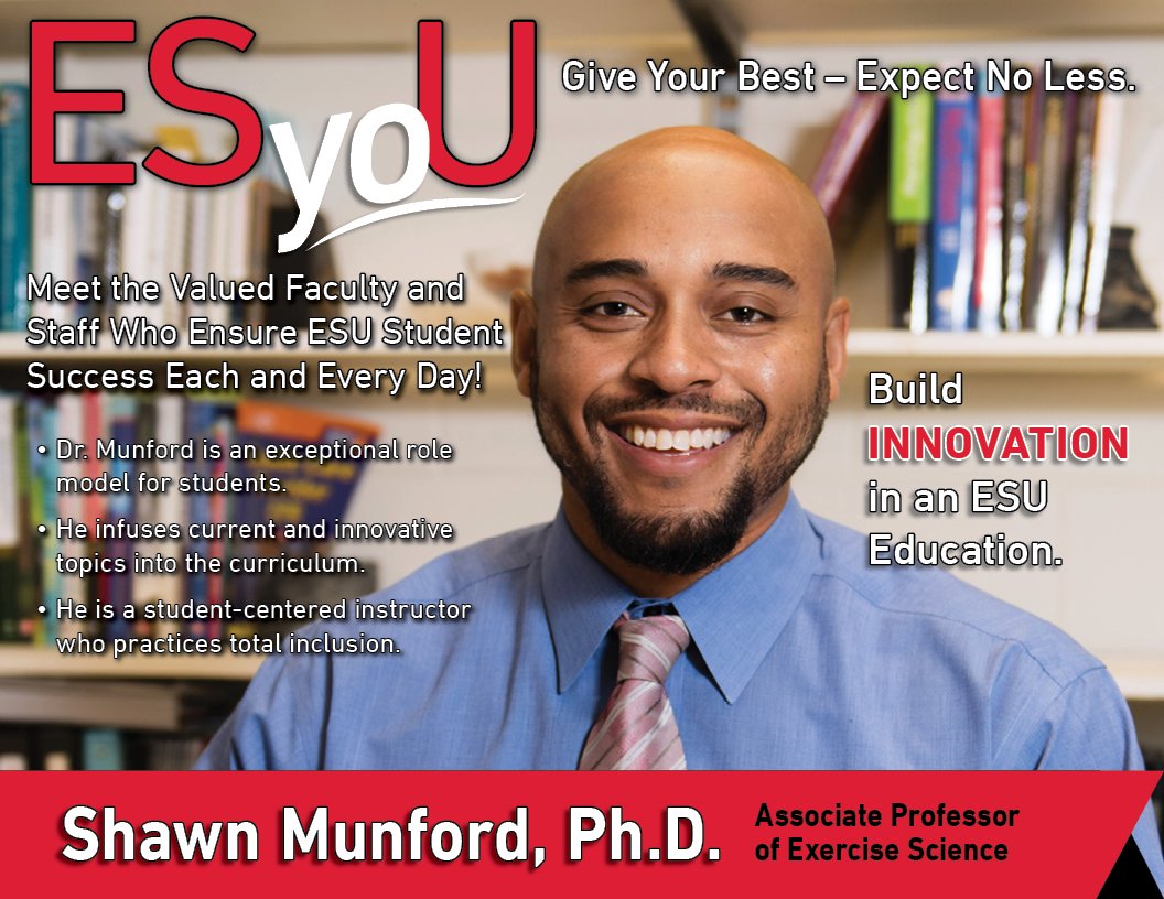 ESUniversity's tweet photo. Congratulations to the ESyoU employee for the month of April, Shawn Munford, Ph.D. https://t.co/8FPKpU3WTs