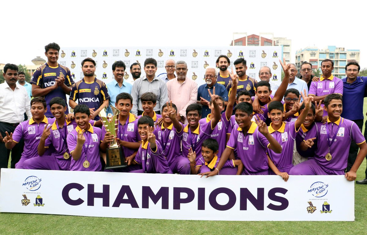 KKRiders's tweet photo. Our #Knights were treated to a good show in the inaugural Mayor's Cup final, where Nava Nalanda beat DPS by 74 runs to be crowned Champions. 🙌

#KKRHaiTaiyaar https://t.co/uA4HDrmEl2