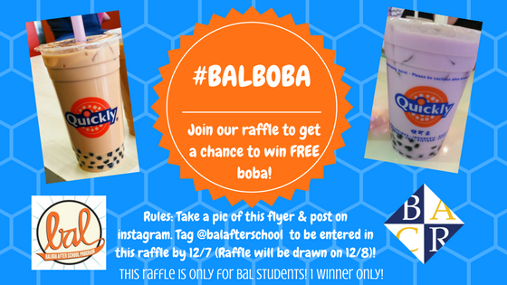 balafterschool's tweet photo. The balBOBA is this Friday, so if you want a free cold boba, then post this pic for  chance to be in our raffle. https://t.co/laFopkgQZy