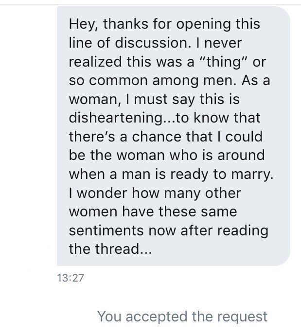 Thank you to everyone who is being so honest and trusting with me. I have also received some DMs from women who want to share their thoughts and experiences. Below are three different messages: "He wasn't Mr Right. He was Mr Right now".