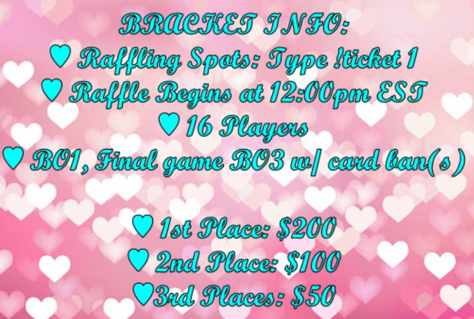 Tournament Today: 12pm EST!!
Here are all the details!!