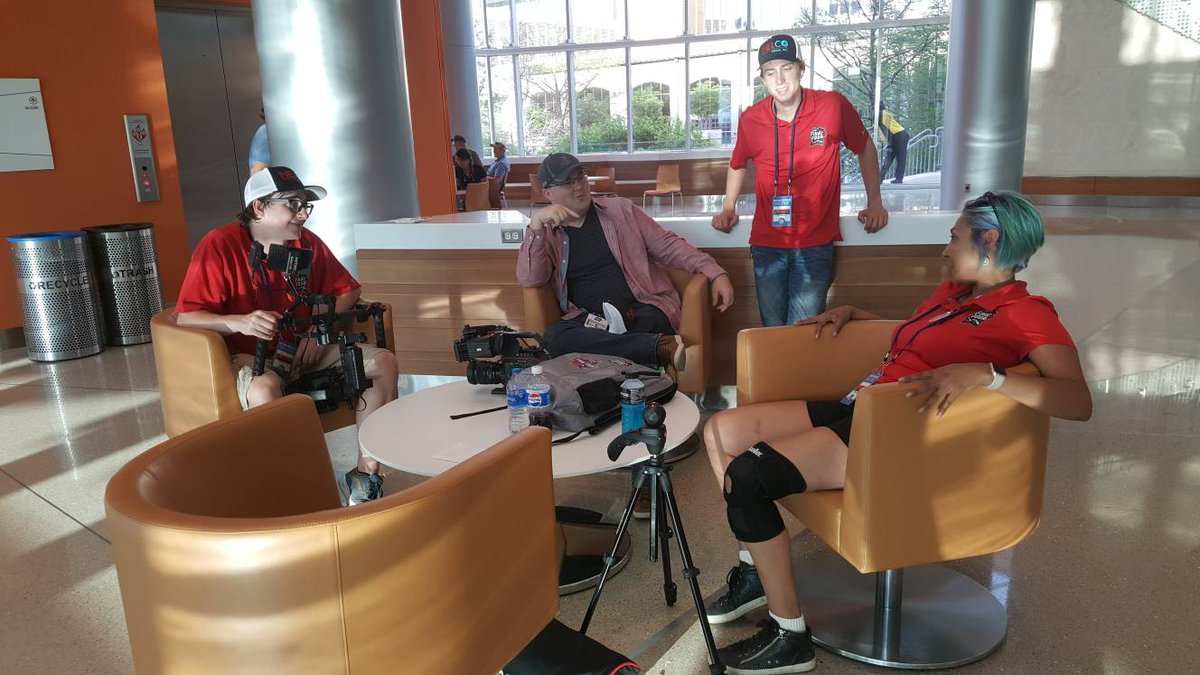 The <a href="/NelcoMedia/">Nelco Media</a> crew preps for an interview with <a href="/SATXPolice/">San Antonio PD</a> chief William McManus at <a href="/FinalFour/">Go cats</a>