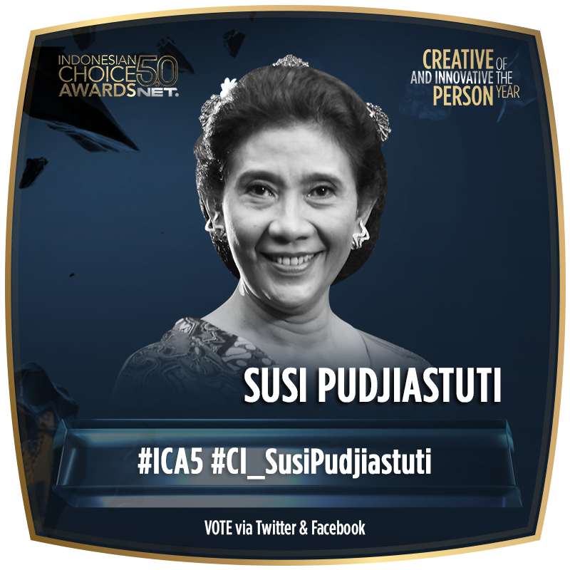 VOTE <a href="/susipudjiastuti/">Susi Pudjiastuti</a> sebagai Creative &amp; Innovative Person of the Year Indonesian Choice Awards 5.0 via Twitter &amp; Facebook dengan format:

#ICA5 (spasi) #CI_SusiPudjiastuti (spasi) <a href="/netmediatama/">Netmedia</a> 

Info lengkap: zulu.id/ica5