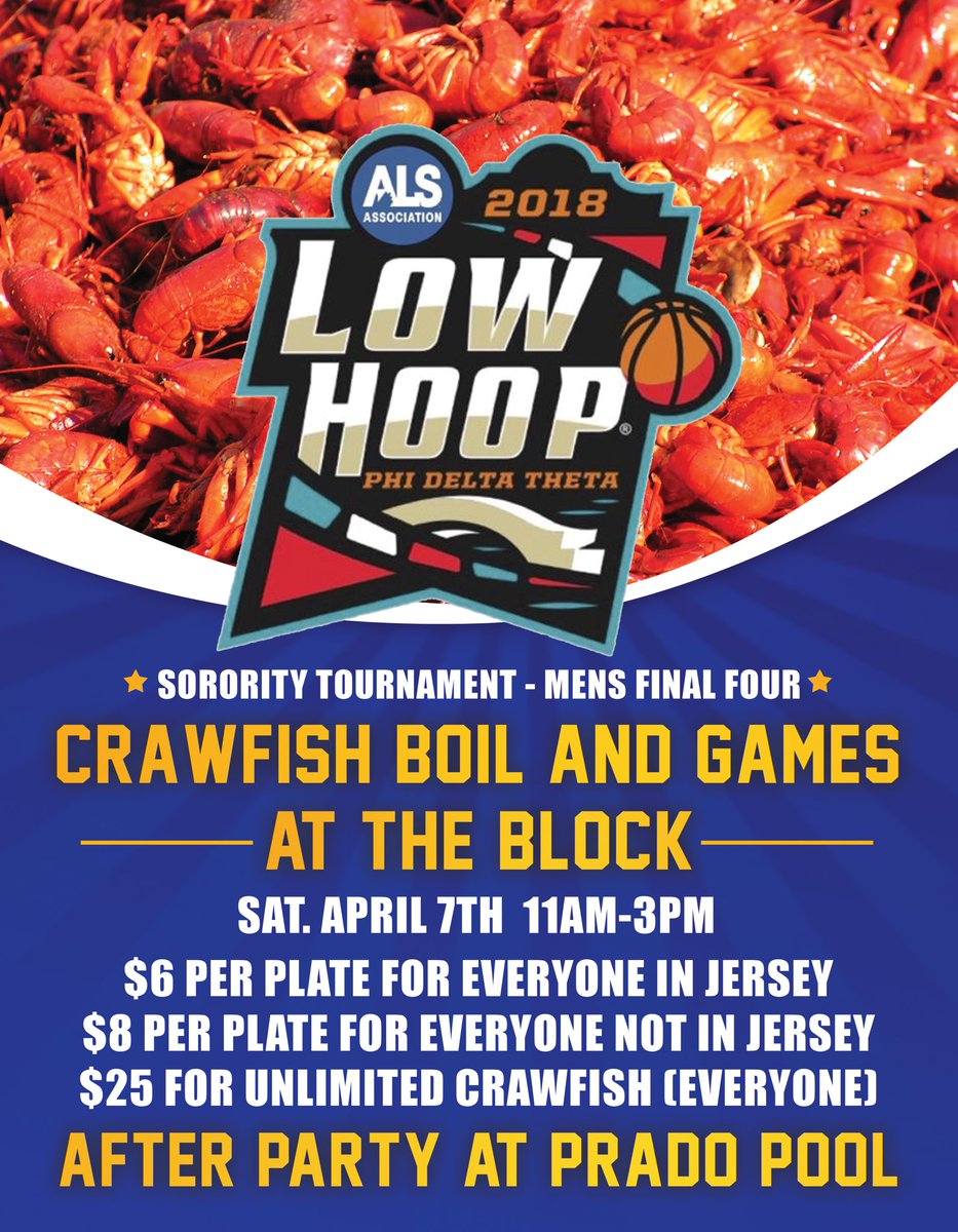 utsalowhoop's tweet photo. Low Hoop begins this week! Donate at our table on campus, Sign up to play at the block Wednesday or Thursday, or get crawfish under @PhiMu_UTSA and have a chance at winning the tournament! All proceeds will go to the ALS association. https://t.co/ypRVNGRG4G