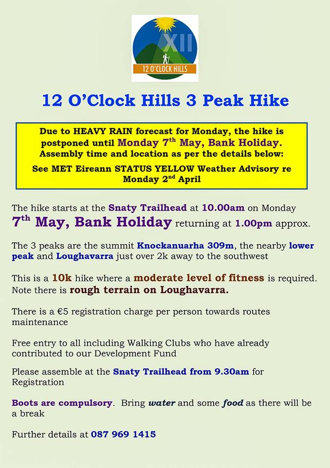 See revised date for our 3 Peak Hike, thanks for your understanding.