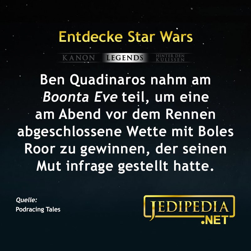 jedipedia's tweet photo. I dare you! I double dare you!
https://t.co/hCJlp9sTxP
#Jedipedia #EntdeckeStarWars #BenQuadinaros #BolesRoor #BoontaEveClassic #Podracing #PodracingTales #Toong #Sneevel #IDareYou #ThePhantomMenace #ItWasJustABet https://t.co/uYCMCv7p36