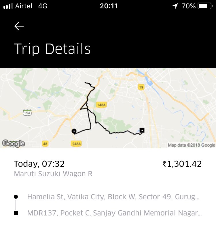 mishranisheeth's tweet image. @UberIndia @Uber_Support  looks like instead of taking my flight from airport, i tried to hop on it from faridabad #wrong charge, #nonresponsive #CustomerService #inflatedbilling