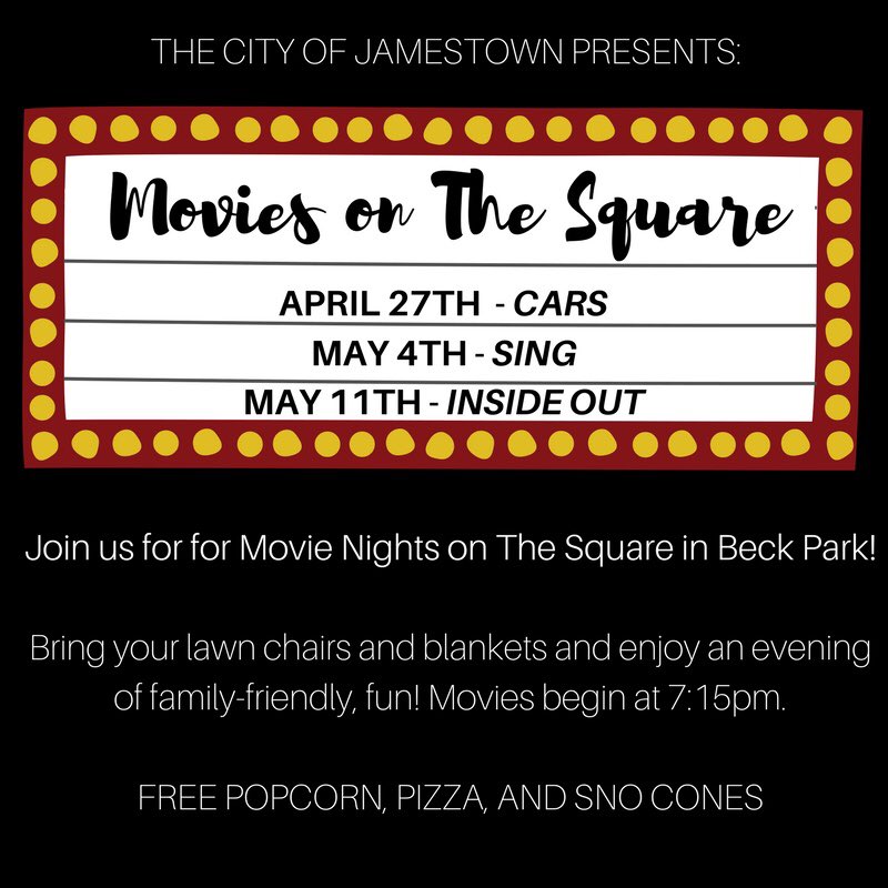 jamestownky's tweet photo. Movie Nights in Beck Park are back! Mark your calendars and make plans to join us on The Square in Jamestown. #jtky #myjtky #moviesonthesquare https://t.co/VeUJBocR7a