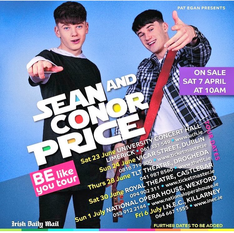 OlympiaPanto's tweet photo. Anyone else counting down the days until April 7th so we can get our mitts on Ireland’s most in demand tickets ?! @sean_conorprice 

#SeanAndConorPrice #Tour #Xfactor #LiveMusic https://t.co/qhBDqGu6sY