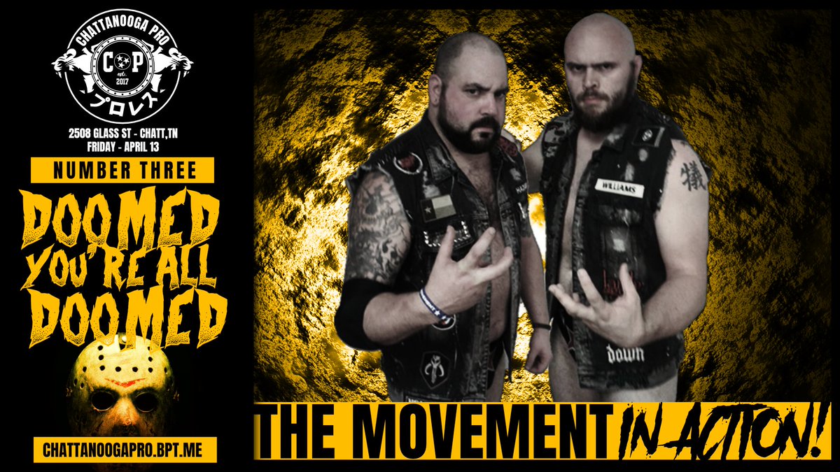 ChattPRO's tweet photo. MATCH ANNOUNCEMENT!

The Movement (@chip_hazard83 @TMTW32 ) have issued an open challenge to any local tag team willing to step in the ring at Chattanooga Pro Number 3!

TICKETS AVAILABLE NOW!
>>https://t.co/16kQjEn3CR<< https://t.co/3sRydQLrhO