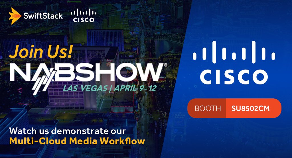 SwiftStack's tweet image. The #NABShow is just one week away! Schedule your demo of our #MultiCloud #MediaWorkflow solution! #SwiftStack on @CiscoUCS with @vizrt #MAM & #GoogleCloud - bit.ly/2pv3Y6m