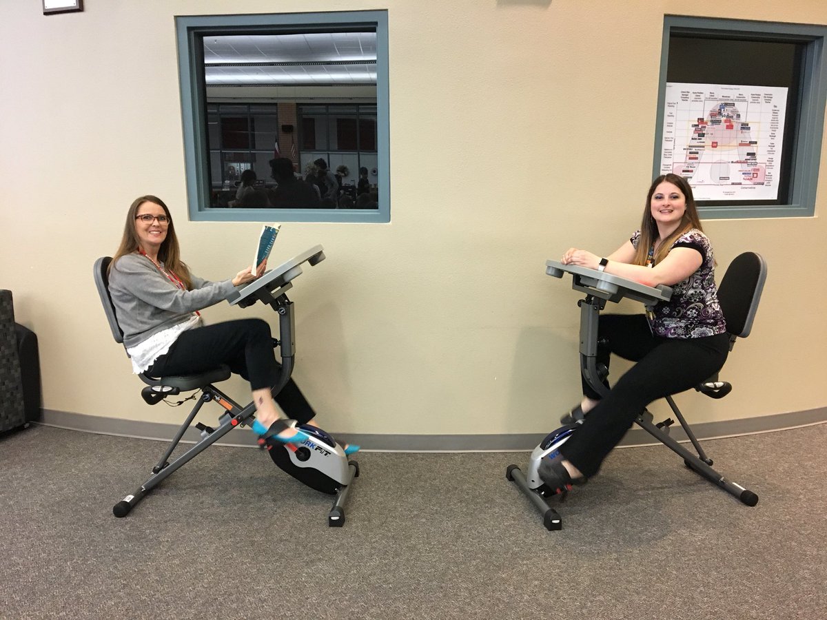 Read and ride in the library! Now you can burn calories (and energy) while reading, writing, or studying! @NHSTexans #TexansRead #ReadAndRide