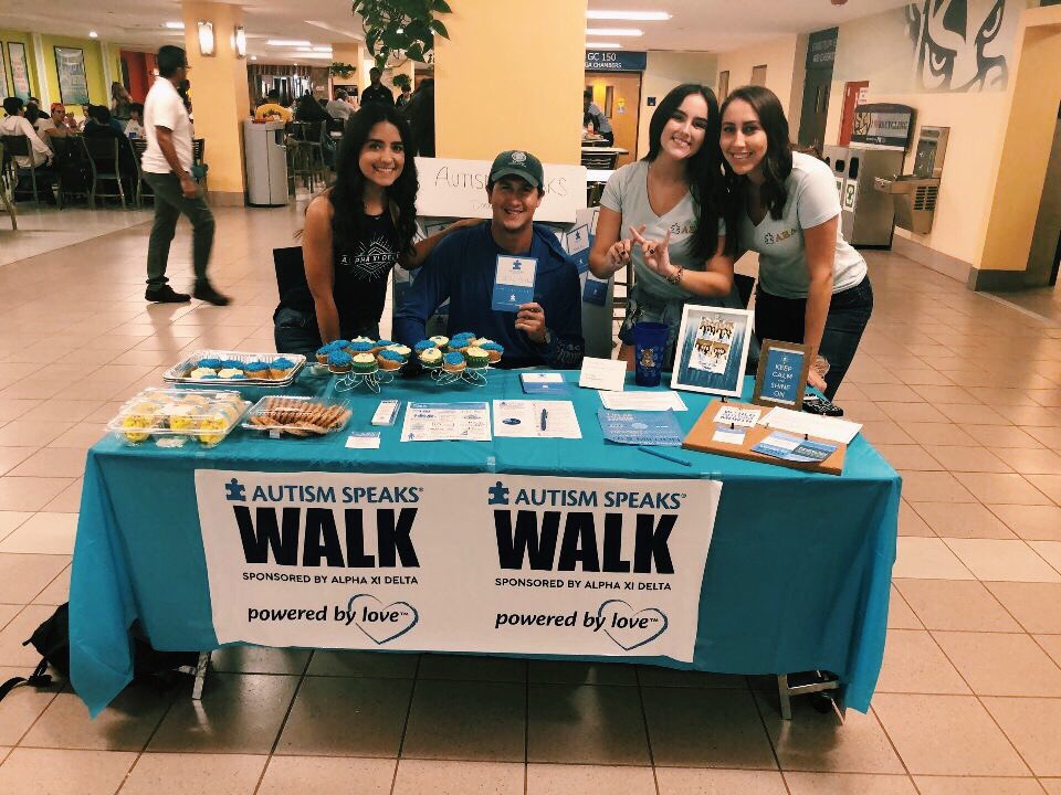 If you’re on campus don’t forget to stop by and visit our table to learn more this wonderful month and the walk taking place on April 29th! 💡💙#lightitupblue #worldautismmonth #shinealightonautism #AXiDfiu