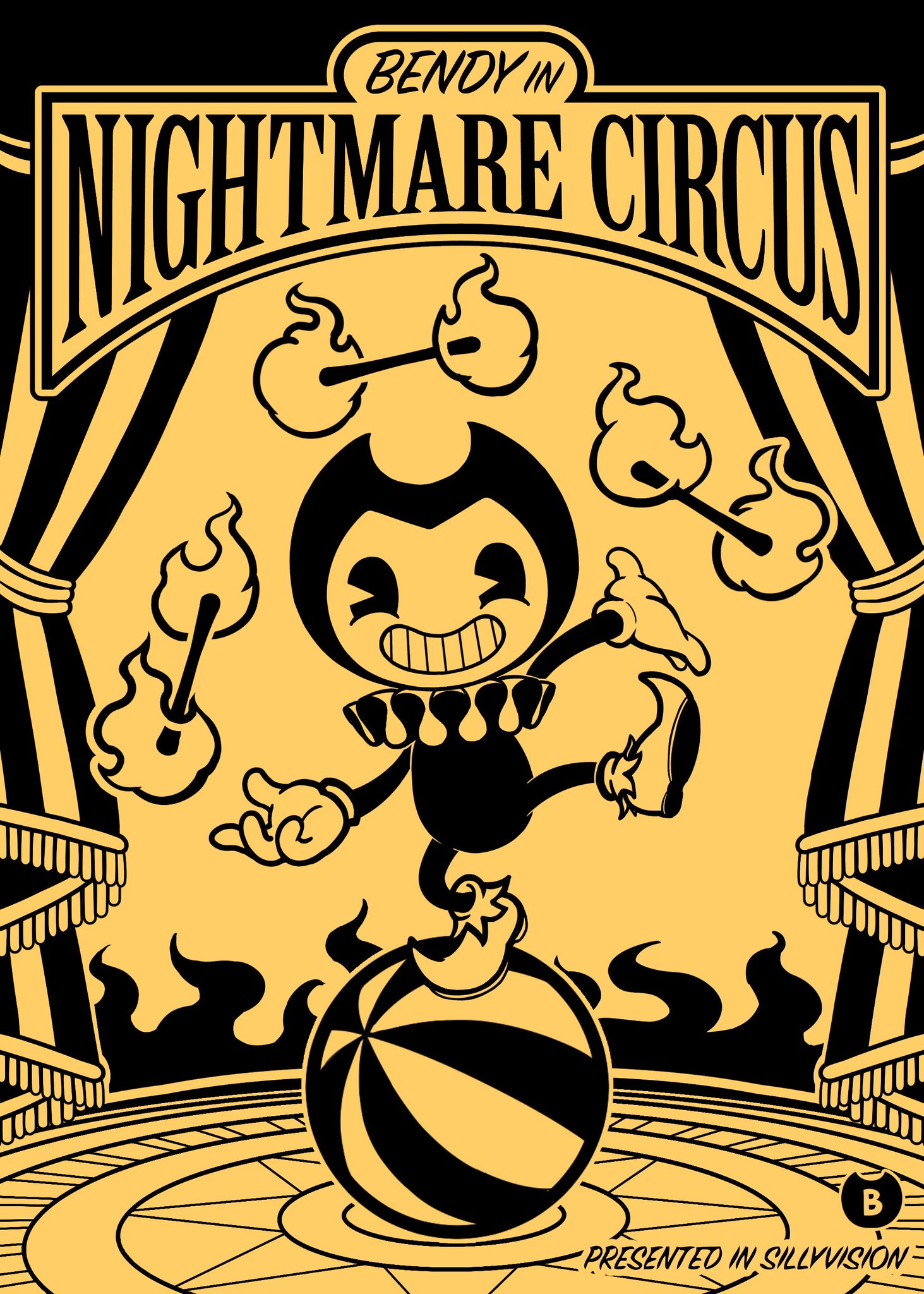 あとあと Atat Bendy And The Ink Machineのファンアートコンテストに投稿したイラストが入賞いたしました 本当にありがとうございます 4月にリリースされる４章の背景に使って頂けるようなので是非探してね My Illustration Won The Bendy And The