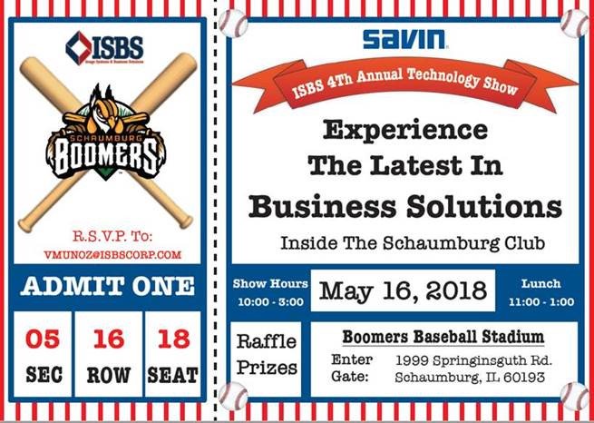 ISBS1776's tweet photo. Come check out all of the new equipment and solutions that we have to offer! Please RSVP as soon as possible! We look forward to seeing you there to enjoy the game, food and technology! @boomersbaseball #PrintCopyScanChicagoland #technology #worksmater https://t.co/Lfuq3CZdYn