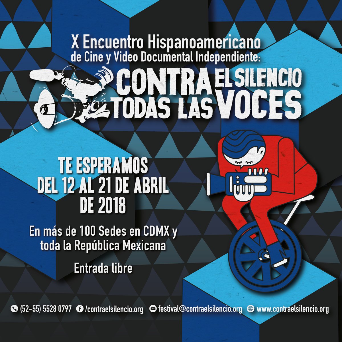 VIRAL_MX's tweet image. ¡Ya viene la décima edición de Contra el Silencio Todas las Voces! Más de 170 documentales en concurso, más de 100 sedes en CDMX y República Mexicana...

Únete del 12 al 21 de abril, entrada libre.