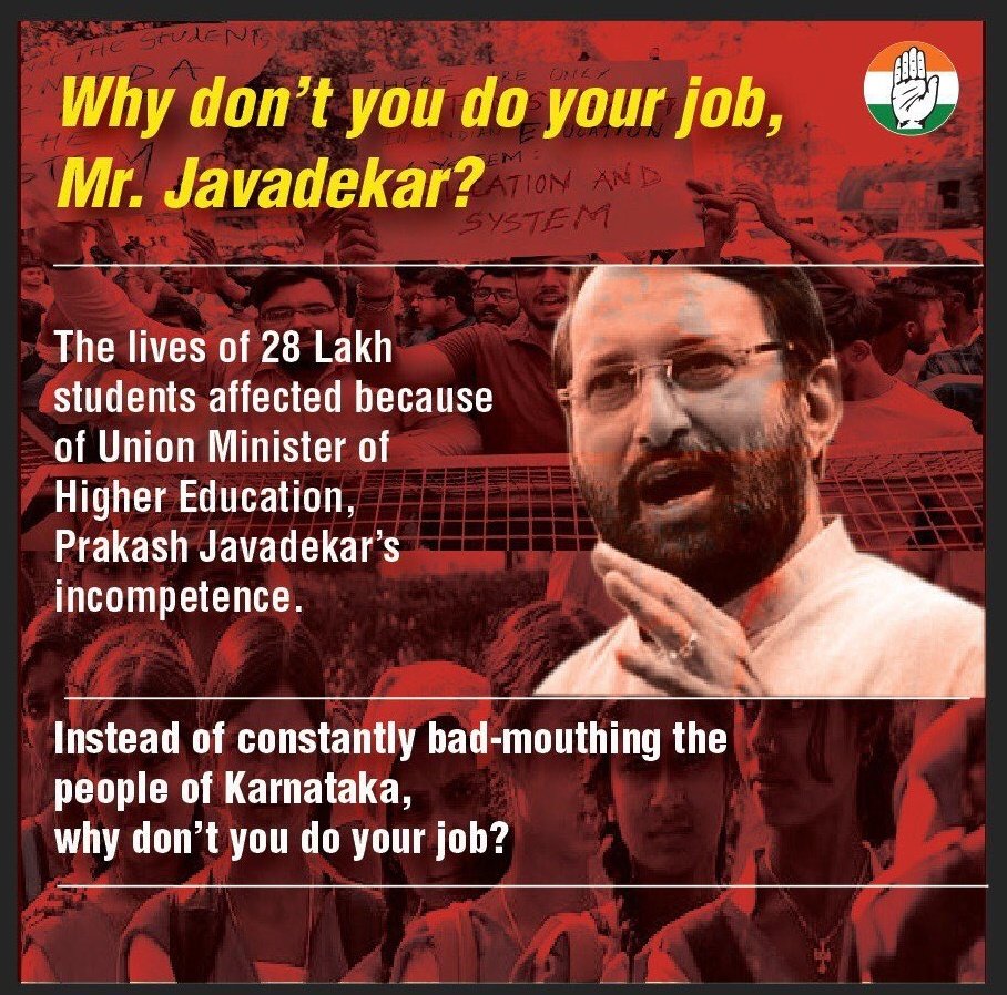 Mr. Javadekar,

You are the HRD Minister of this nation not of BJP, 

You Should be immediately sacked without any further delay as your anti-youth party needs you badly.

#SackJavadekar