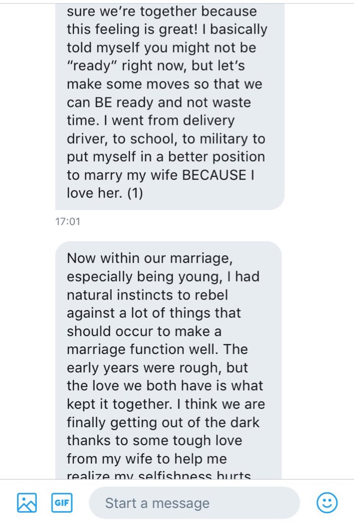 This man didn't think he was ready, but says his love for his wife overruled that. "I basically told myself you might not be 'ready' right now, but let's make some moves so that we can be ready and not waste time".