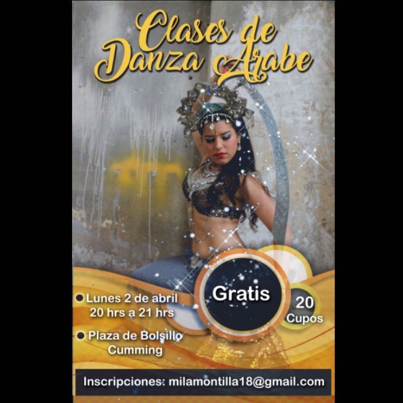 ¡Hoy! Inscríbete y conoce los secretos de la Danza Árabe en #plazadebolsillo Cumming 🌳