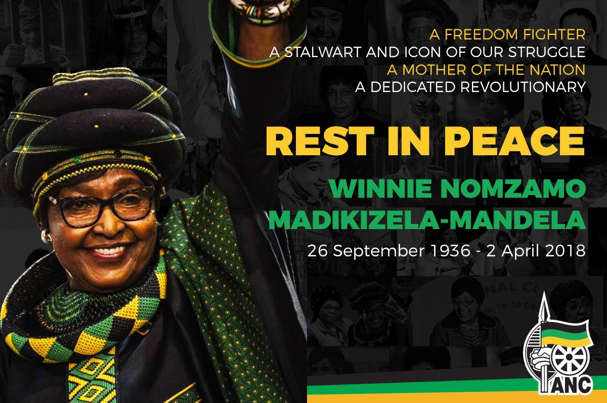 African National Congress on X: "A FREEDOM FIGHTER. A STALWART AND ICON OF OUR STRUGGLE. A DEDICATED REVOLUTIONARY. A MOTHER OF THE NATION. WINNIE NOMZAMO MADIKIZELA-MANDELA 26 September 1936 - 2 April