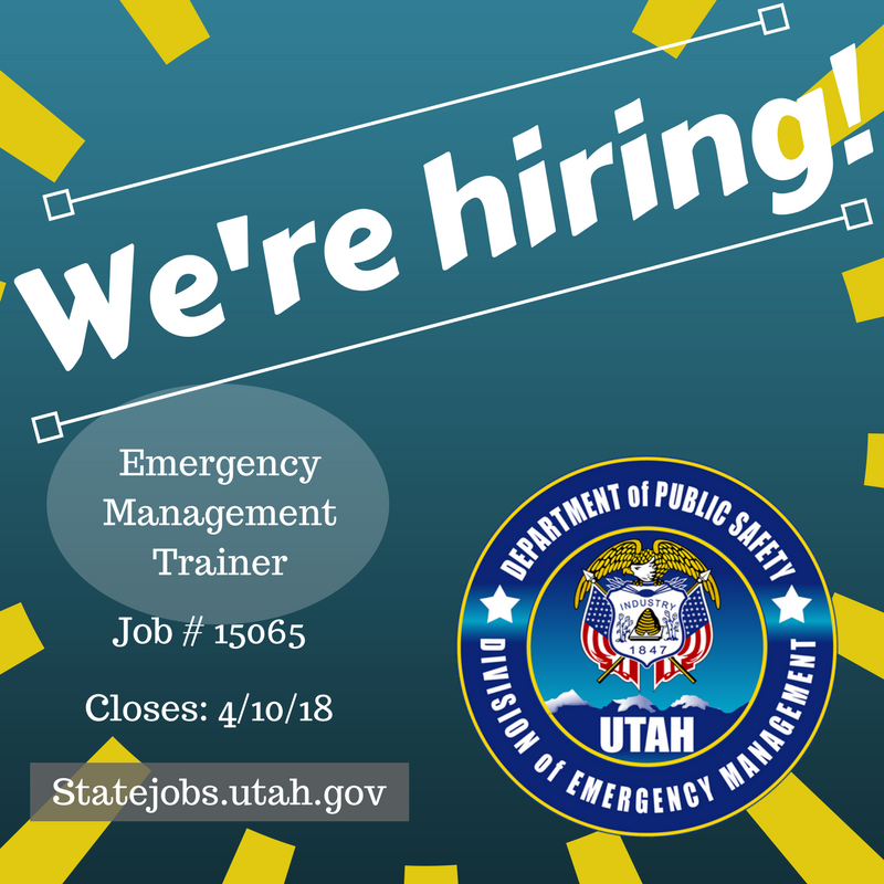UtahEmergency's tweet photo. We're #hiring! Emergency management trainer recruitment details https://t.co/MqdE3eouzM
#emergencymanagement #UtahDEM https://t.co/CPdkoKAnhh