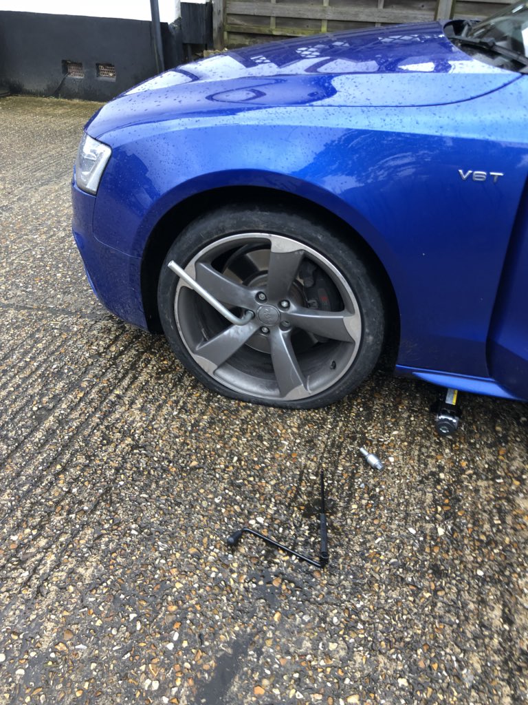 MAuletta89's tweet photo. @reigatebanstead thanks to the littered roads with potholes. I have had a tyre completely destroyed on castle road in Bletchingley. The pothole measures almost 7inchs deep. And is right next to a island in the road making it difficult to avoid. Would like to receive compensation. https://t.co/J6WB3d2ilx