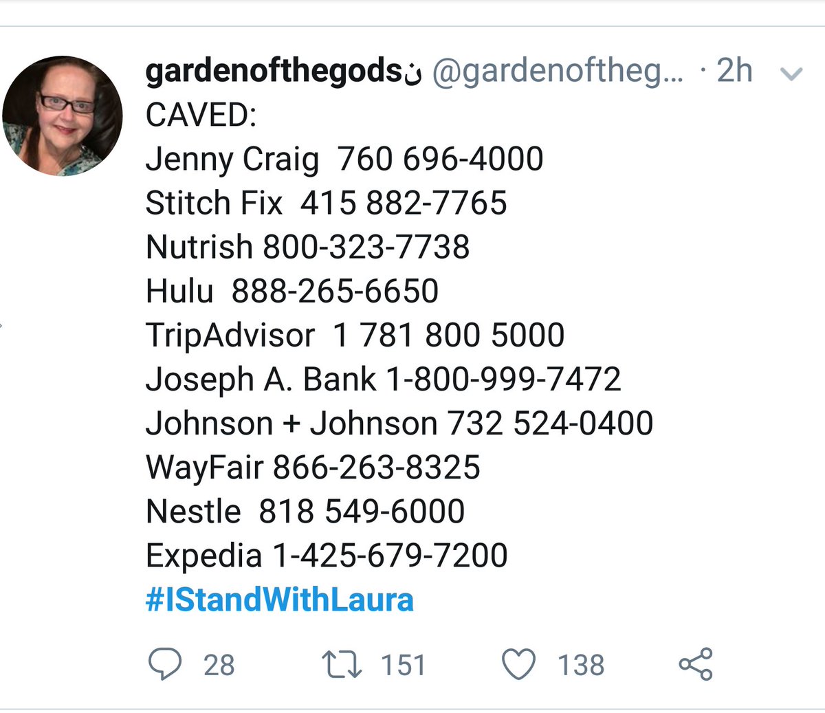 @funder @davidhogg111 🚨Call & THANK THEM for pulling ads!!🚨

⤵ A posting from a #Trumpazee⤵Thanks for posting the phone#'s. Makes our 🌊 #BlueWaveIsComing & #MarchForOurLives  job easier!👏👏

#ParklandStudentsSpeak #EnoughisEnough #MSDStrong #Resist #FBRParty #FBR #FireIngraham #BoycottSinclair