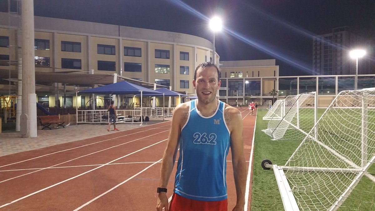 HenryHamilton's tweet photo. Finally a decent run in Dubai thanks to @DubaiStriders for the track session (16x400m) this evening at @Gems_daa #trackmonday #marathontraining https://t.co/CajYJ2UavU