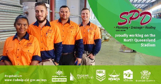 #Townsville company, SPD Contracting are making a splash on the   #nqstadium project site connecting water and wastewater services as part of the their recently won temporary hydraulics (stage 2) trade package. 
Learn more at: dsdmip.qld.gov.au/nqs @WatpacLimited