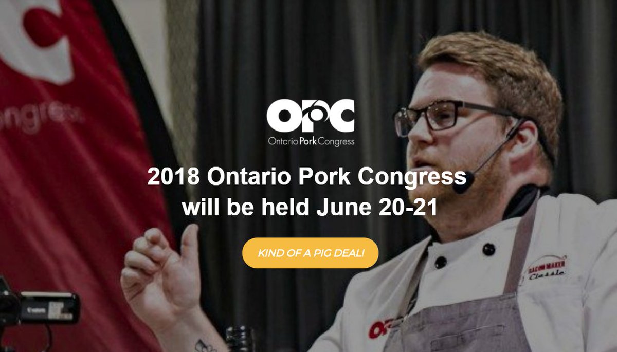 OntPorkCongress's tweet photo. The 2018 Ontario Pork Congress will be held June 20-21. Like and follow our social media accounts for news, updates and more at;

Facebook: OntarioPorkCongress
Twitter: @OntPorkCongress
Instagram: OntarioPorkCongress

https://t.co/rITJenaFL1 #OPC #OntarioPork #KindofaPigDeal https://t.co/JXSt2QUTZo