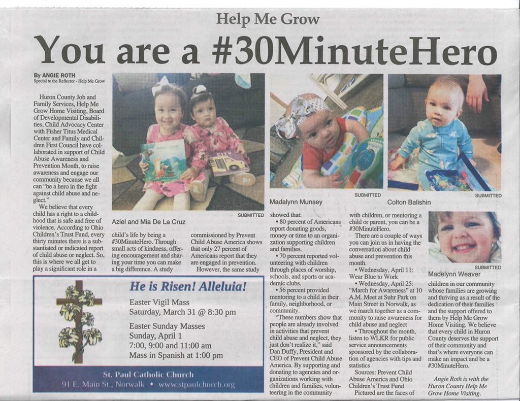 jyebreck's tweet image. Great example of how #HomeVisitingWorks when a community comes together. Well done Huron Board of DD, a @HFAatPCA provider and others! #30MinuteHero