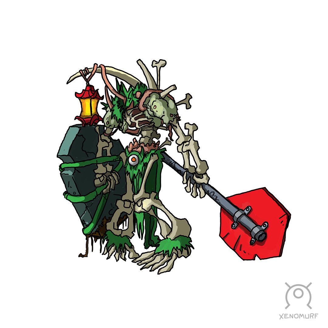 Make no bones about it, this guy was born under a bad sign!  More minion concepts for <a href="/STH_Halloween/">Surviving The Holdays: Halloween</a>  game! #indiegame #IndieGameDev #indiedev #gamedev #conceptart #gameart #madewithunity #madewithspine #Wwise