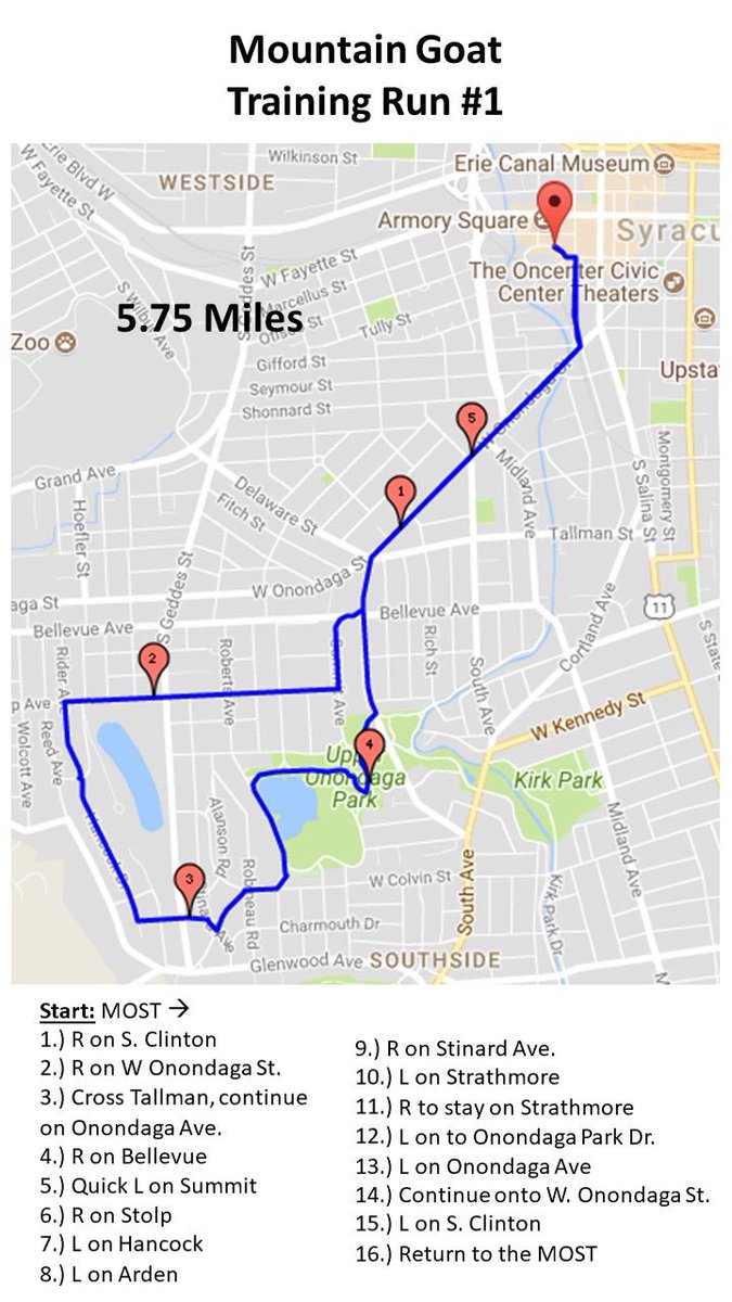 MountainGoatRun's tweet photo. Reason 31 to #RuntheGoat: Supported course preview runs! The only race in town that lets you preview the route in a training format w/ police &amp; volunteer support!  Saturday is the 1st of 4 preview runs starting @MOSTSyracuse. Pick up your wrist band @FleetFeetSYR to save time! https://t.co/uEuj2qUEdw