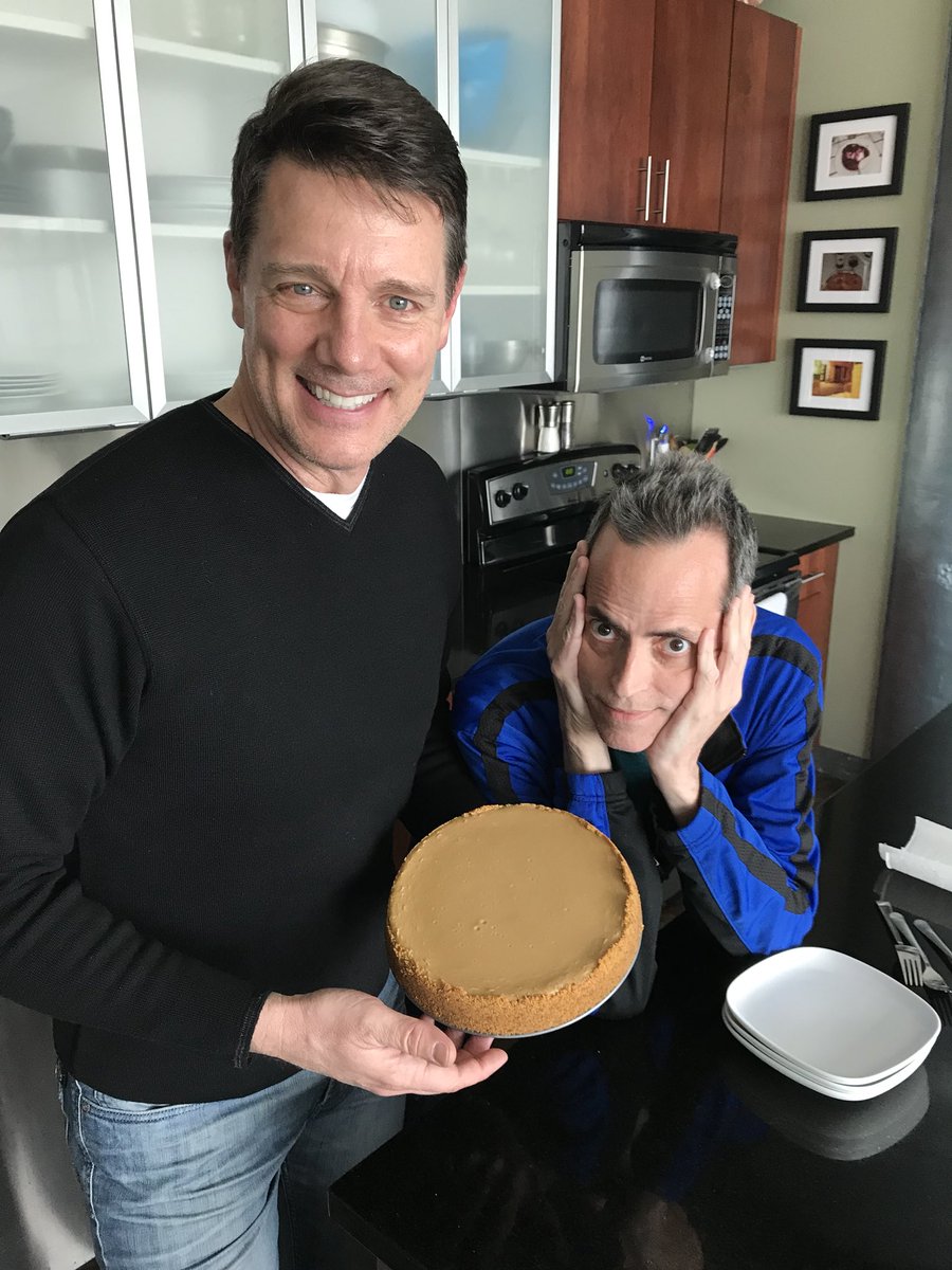 DawnAtFOX9's tweet photo. How do we celebrate an awesome Visit w @FrazierFox9 ‘s Dr Larson? With cheesecake & cappuccino of course! @TimBlotzFOX9 making the homemade coffee cheesecake & Steve made the cappuccino (mine was made with a ❤️) #cancerschmancer #friendsinthefight https://t.co/XufhMIUxR2