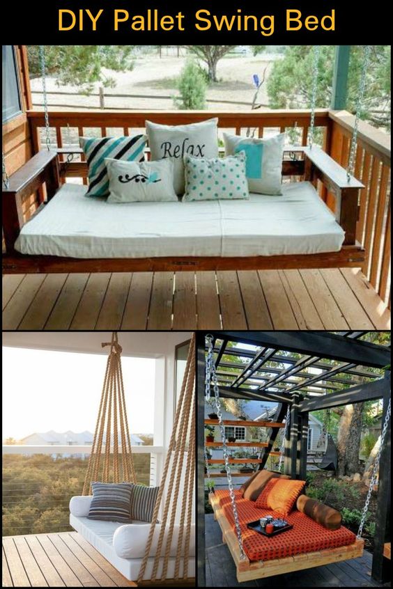 OFStoreOnline's tweet image. Multiple ideas for a #DIY Pallet Swing Bed!