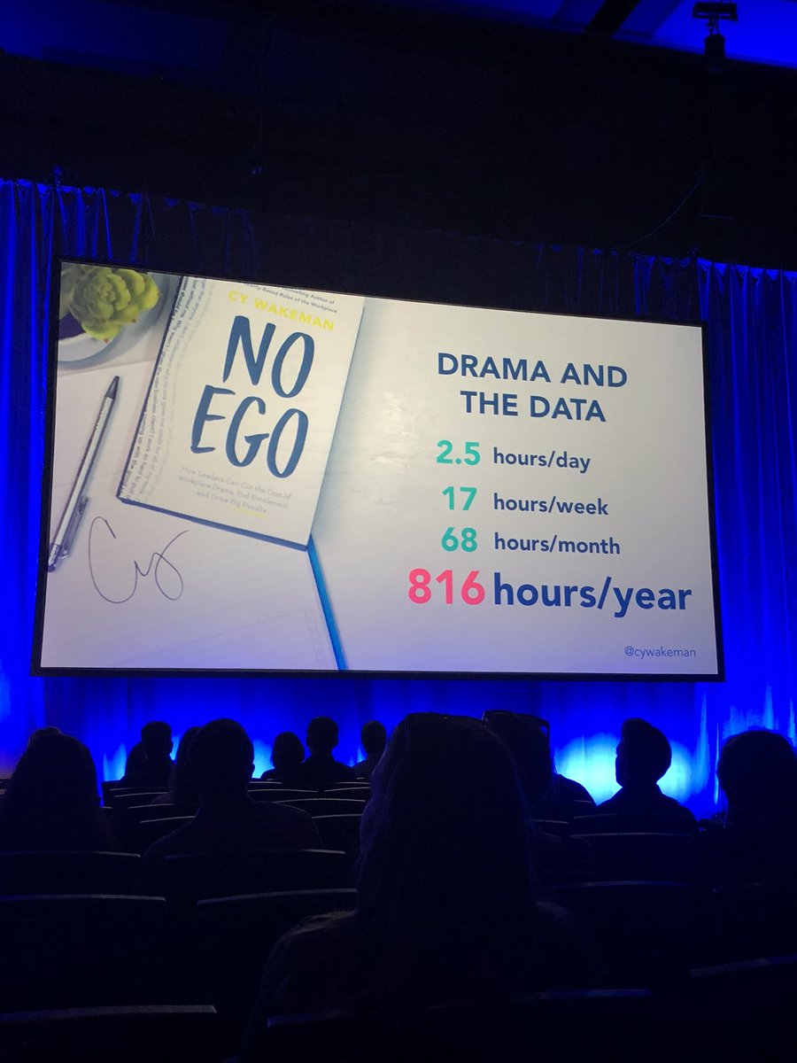 Workhuman's tweet image. The average time spent on drama in the workplace - 2.5 hours a day / 816 hours a year 😵 @CyWakeman #WorkHuman
