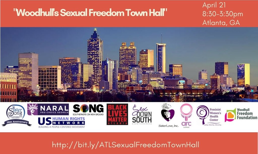WoodhullFreedom's tweet photo. We are proud to work with amazing local partners on the "Woodhull Sexual Freedom Town Hall" in Atlanta, GA on April 21st. Join us: https://t.co/2uh1Wcbx13 #SexualFreedomATL https://t.co/CKjqiKRvaH
