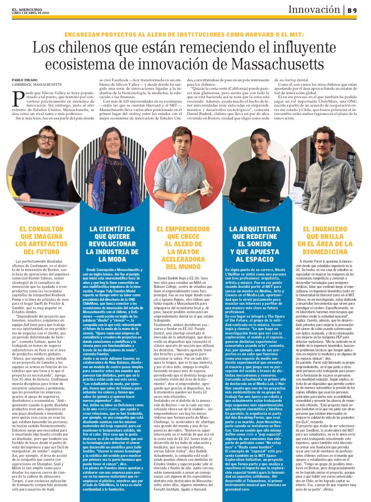 .<a href="/PurpleDental/">Purple Dental</a> startup del portafolio de <a href="/cglobal_angels/">ChileGlobal Angels</a> destaca por el apoyo recibido por <a href="/MassChallenge/">MassChallenge</a> para el desarrollo de su dispositivo para hacer más eficientes los tratamientos dentales. bit.ly/2H1UHuZ vía @ElMercurio_cl