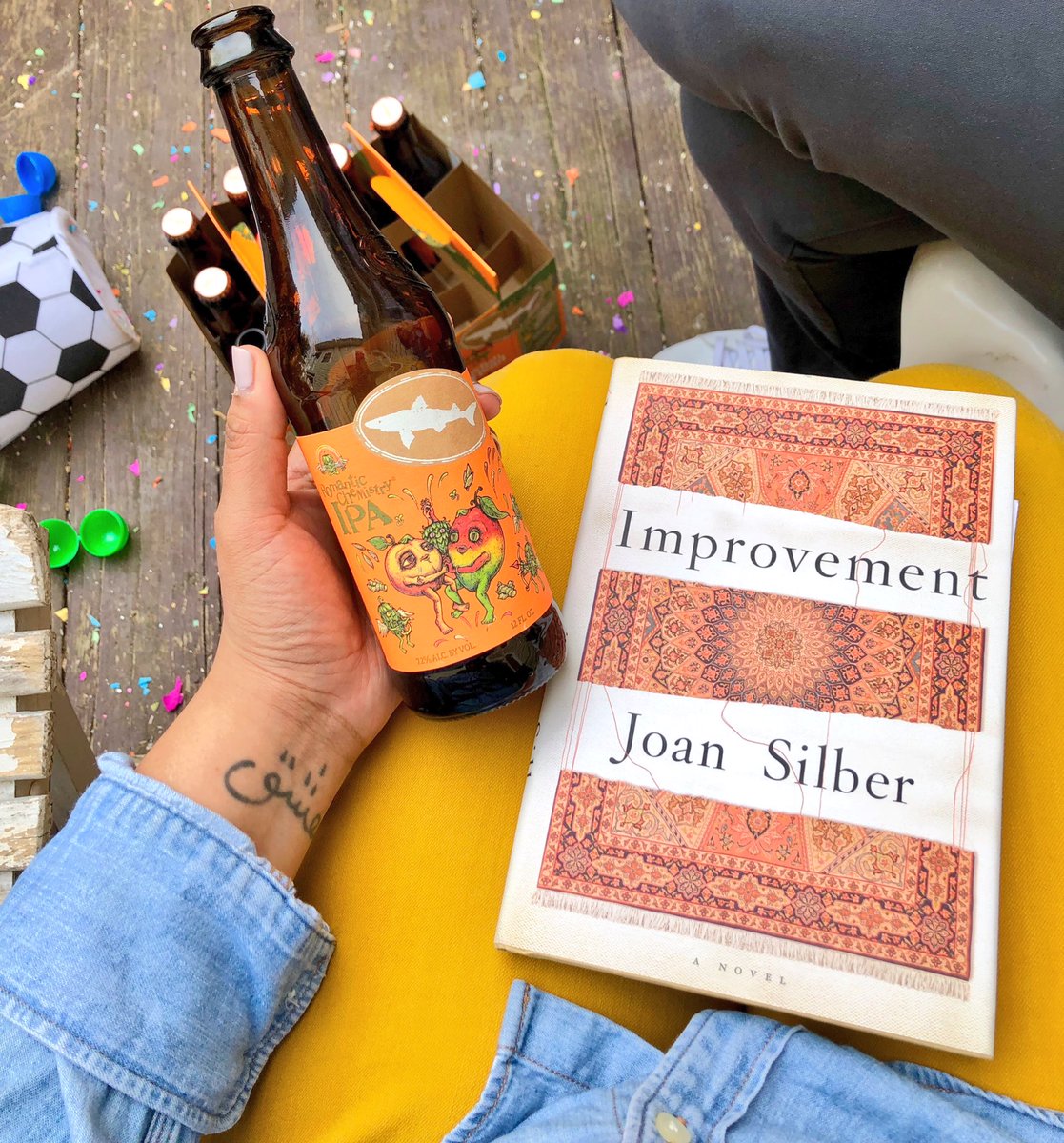 Post Easter #Bookandbeer post featuring #Improvement by #JoanSilber (@CounterpointLLC) & #RomanticChemistryIPA by @dogfishbeer 😍❤️🍺📚